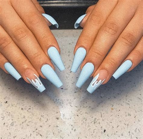 White and light blue nail designs - geluli