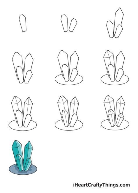 Crystals Drawing - How To Draw Crystals Step By Step