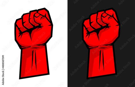 raised hand  clenched fist red protest symbol flat design vector