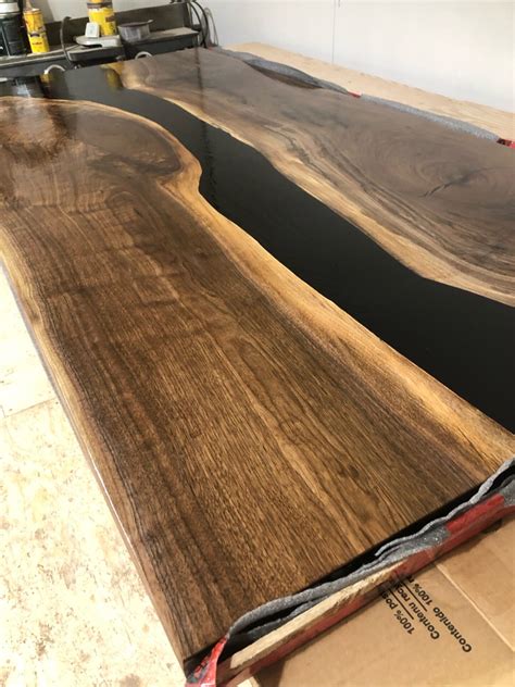 Black Walnut Epoxy River Barn Door 7ft x 3.5ft - Woodify Canada