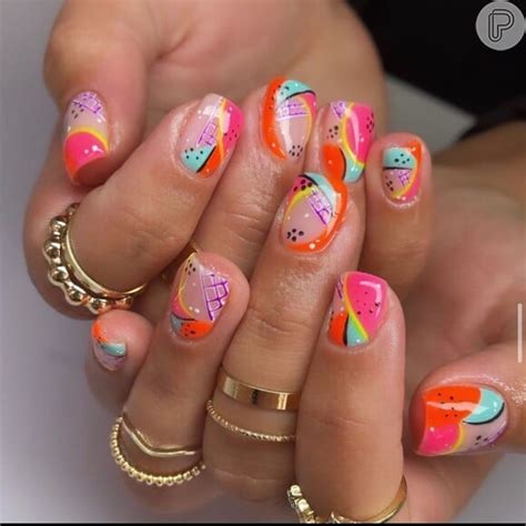 Unhas Decoradas Cores Fortes - Foto: Unhas decoradas com muitas cores e desenhos: se você é fã de uma ...