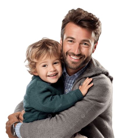 Smiling Father Posing With His Son Near Christmas Tree, Father And