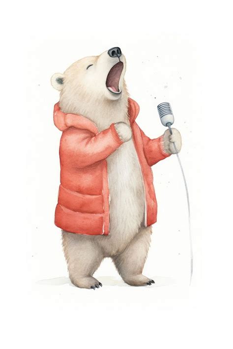 cute bear singing drawing mammal  photo illustration rawpixel