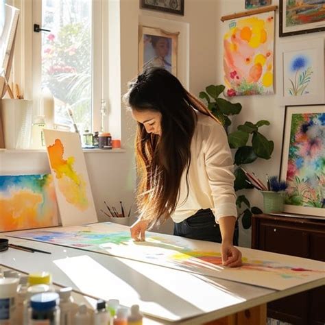 artists sunlit studio image   stockcake