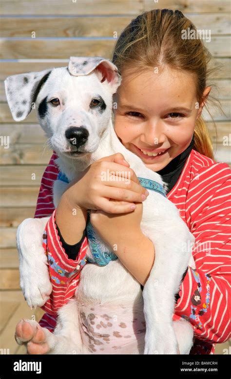 child   dog stock photo alamy