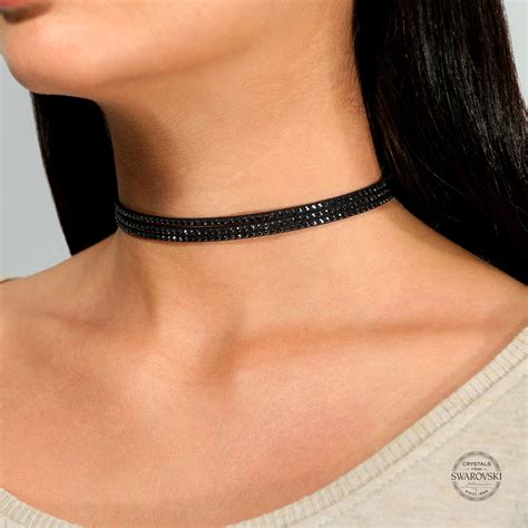 swarovski black choker necklace sparkly crystal choker etsy