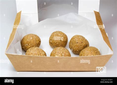 Nuts energy ball on the white background Stock Photo - Alamy