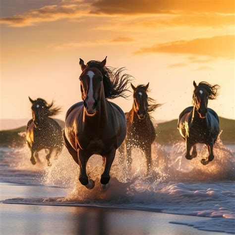 Premium Photo | Horse running at the beach