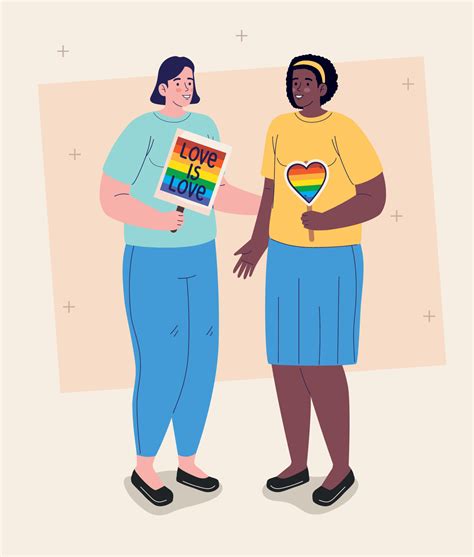 lesbianas interraciales con banderas 11253077 Vector en Vecteezy