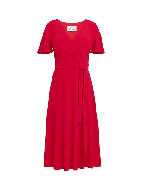 Gina Bacconi Donna Wrap Effect Jersey Dress, Red at John Lewis & Partners