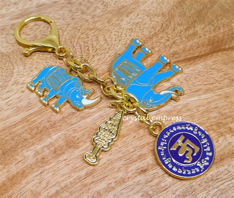 2024 Elephant & Rhinoceros with Ksitigarbha Staff Amulet Keychain