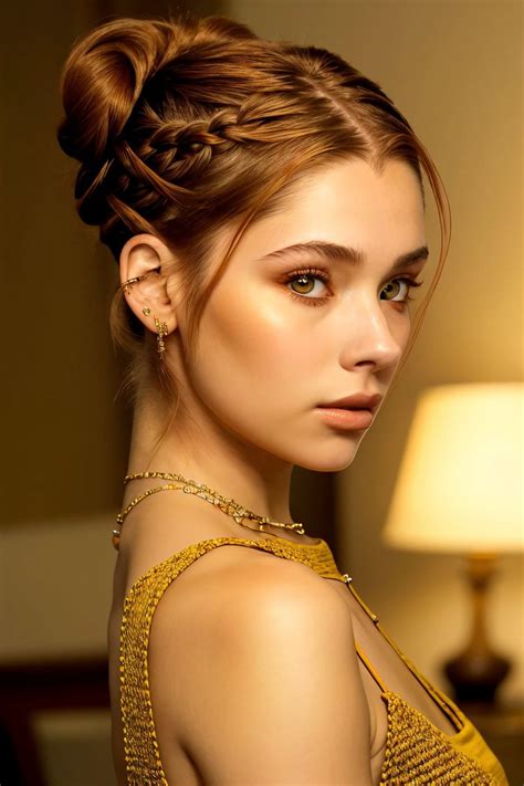 ブランディゴードン, 目に焦点を当てる, 顔のクローズアップ, 口をとがらせている, ジュエリーを身に着けている - SeaArt AI