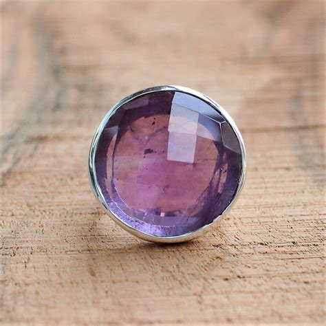 Natural Amethyst Ring, Sterling Silver Ring, Cocktail Ring, Alternative