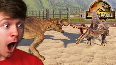 SPINOSAURUS vs T-REX the TEAM BATTLE! - Jurassic World Evolution 2 ...