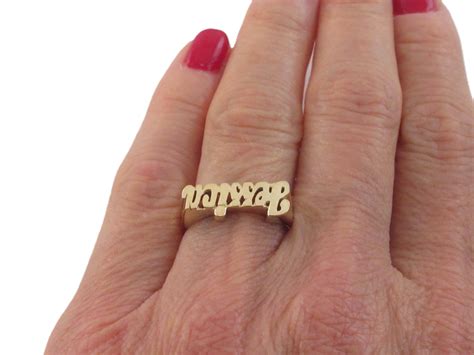 solid gold  ring custom script hand