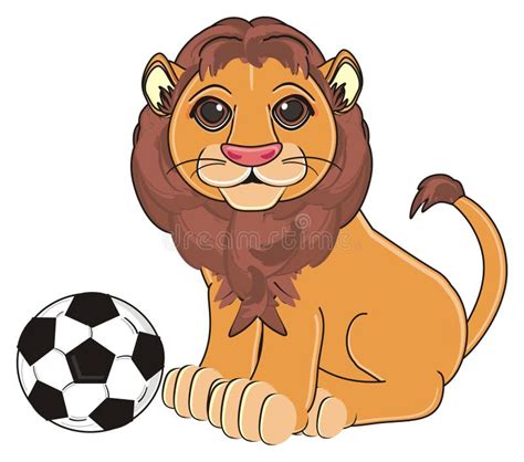 Lion and soccer ball stock vector. Illustration of exercise - 52777897