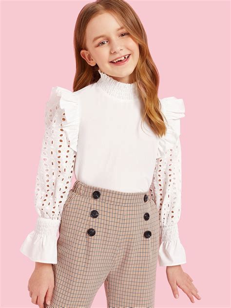 SHEIN Girls Bell Sleeve Button Front Polka Dot Dress | Kids fashion ...