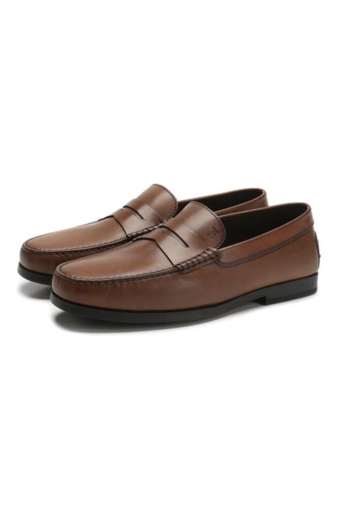 Мужские коричневые кожаные пенни-лоферы TOD’S купить в интернет ...