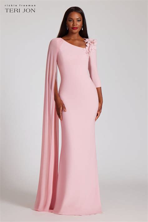 Asymmetrical Crepe Gown | Evening gowns, Mother of the bride dresses