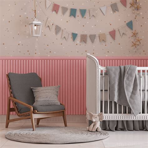Meia Parede Ripada Quarto Infantil - Papel De Parede Adesivo Ripado Infantil Meia Parede Decoração Quarto ...