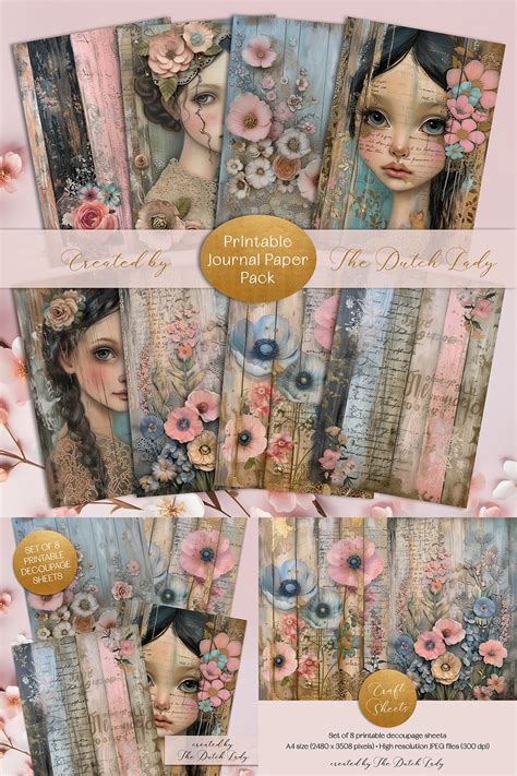Rustic Wood & Portraits Decoupage Craft Sheets