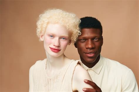 Premium Photo | Multiethnic albino woman and black man with unique skin ...