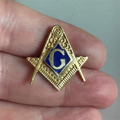 Vintage Freemason Square & Compasses Gold Blue Lapel Pin Tie Tack ...