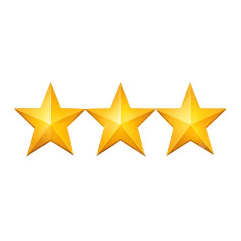 3 Golden Stars Rating Clipart High Quality Illustration, Three Gold