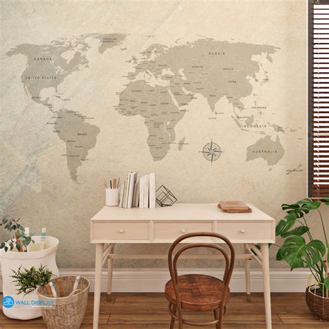 vintage world map wall mural  dubai abu dhabi   uae