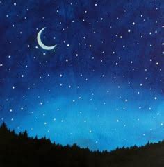original moon painting night sky full moon art  abfoleyartworks