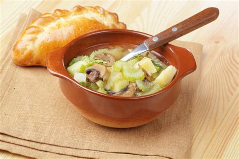 Mushroom soup stock image. Image of celery, green, meal - 22102143