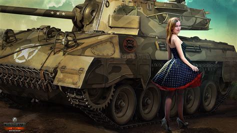 Фото World of Tanks Nikita Bolyakov Танки молодые женщины 1366x768