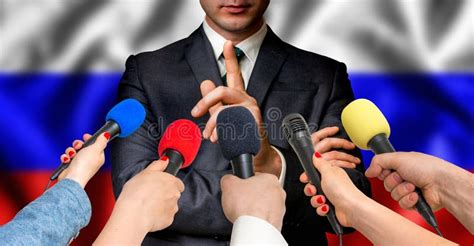 Russian Candidate Speaks To Reporters - Journalism Concept Stock Photo ...