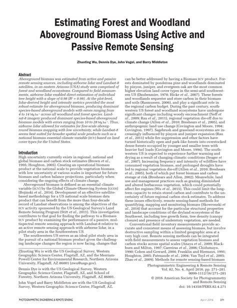 (PDF) Estimating Forest and Woodland Aboveground Biomass Using Active ...