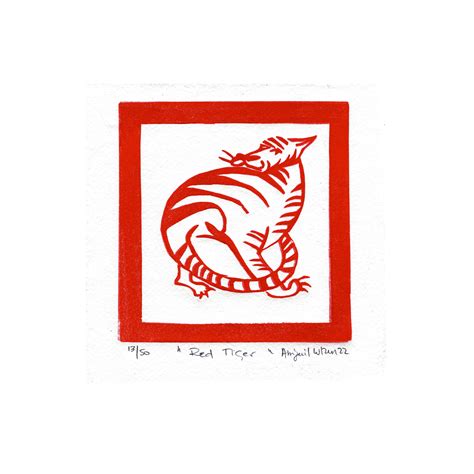 Red Tiger - Limited Edition Handprinted Linocut – Abigail Lutzen Art