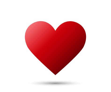 Realistic Red Heart icon with shadow isolated on white background. Love ...