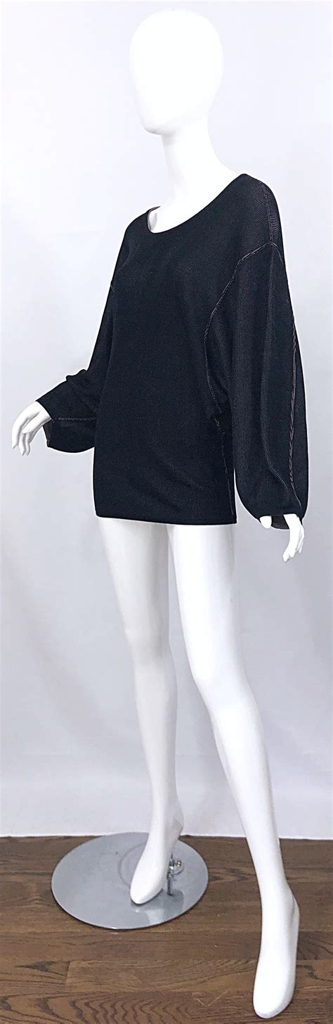 Vintage Azzedine Alaia 1980s Black + Nude Viscose 80s Mini Sweater
