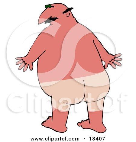 Clipart Illustration of a Chubby Bald White Man With A Bad Sunburn And ...