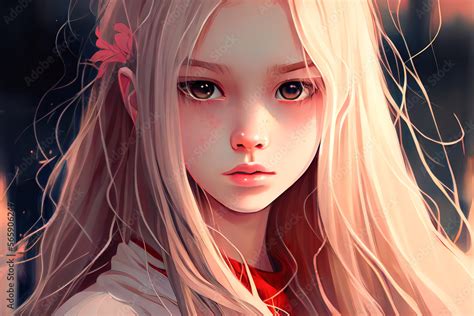 beautiful anime girl portrait. Generative AI Stock Illustration | Adobe ...