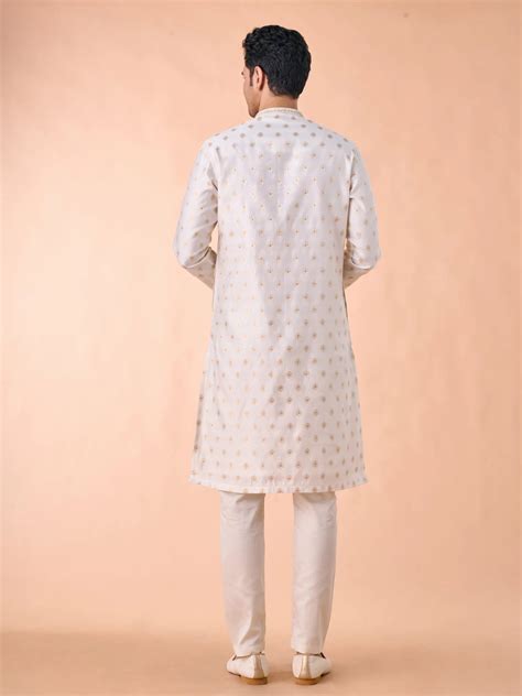 buy elegant cream kurta pajama   india  manyavar kurta pajama