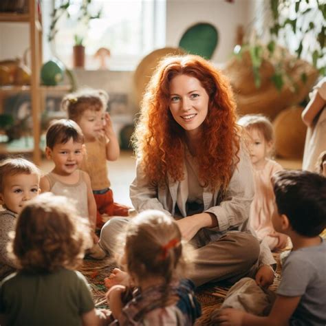 Premium Photo | A childcare teacher with childs