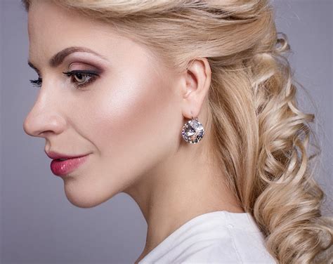 Amante Crystal Round Leverback Cocktail Earrings With Swarovski ...