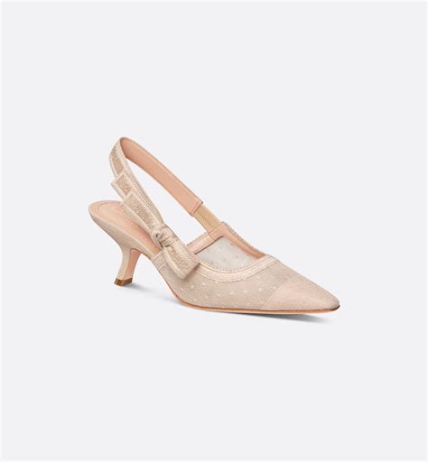 J'Adior Slingback Pump Denim Blue Dior Pivoine Jacquard and Ecru Raffia