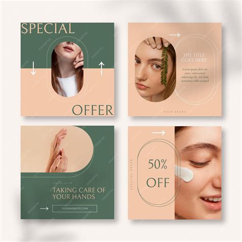 Coleção de postagens do instagram de beleza simples | Vetor Grátis