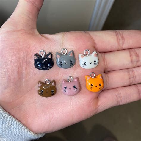 Kawaii polymer clay cat charms | Etsy