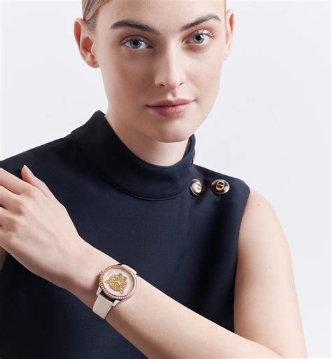 Dior Grand Soir Year of the Tiger Ø36mm 오토매틱, 스틸 & 핑크골드, 깃털, 다이아몬드 | DIOR