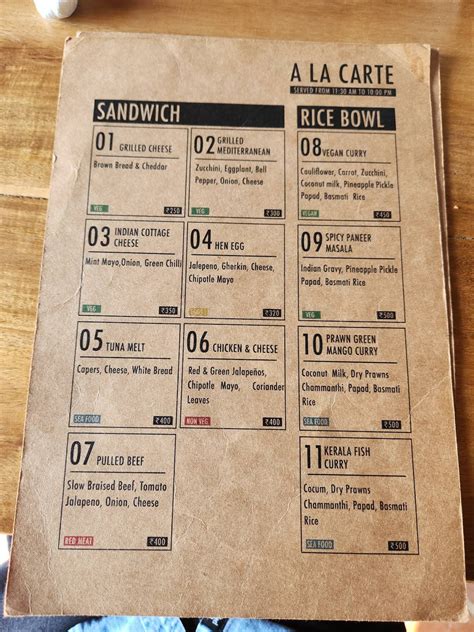 menu  cafe trip  life varkala