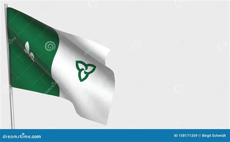 Franco-Ontarian Waving Flag Illustration on Flagpole. Stock ...