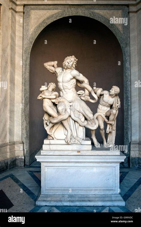 Laocoon Group, marble statue, priest of Apollo, snake, Vatican Stock ...