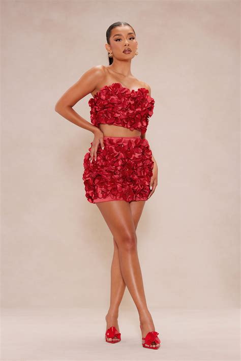 Myla Floral Applique Mini Skirt - Red | Fashion Nova